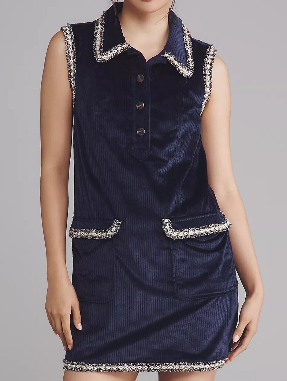 Anthropologie Collared Corduroy Mini Dress XS